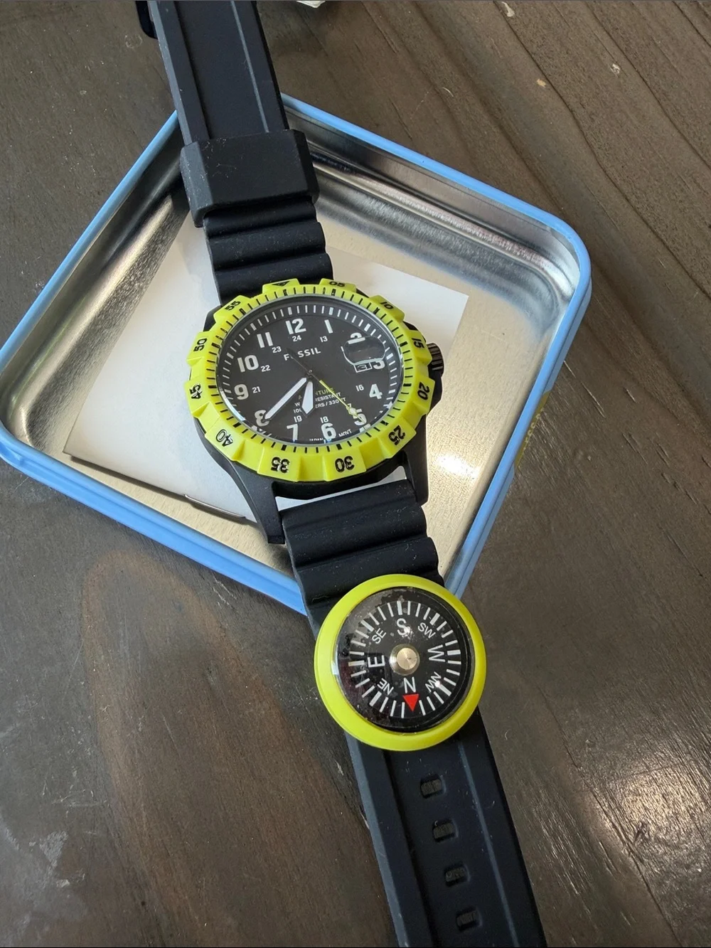 Fossil Men's Black neon green Watch